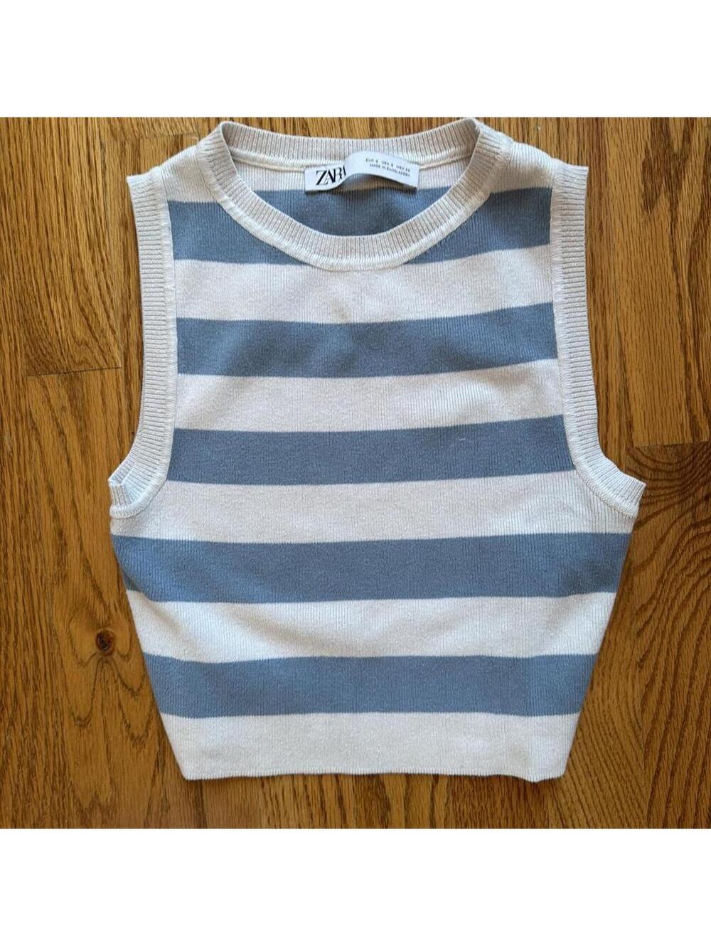 Zara Women's Blue and Multi Crop-top